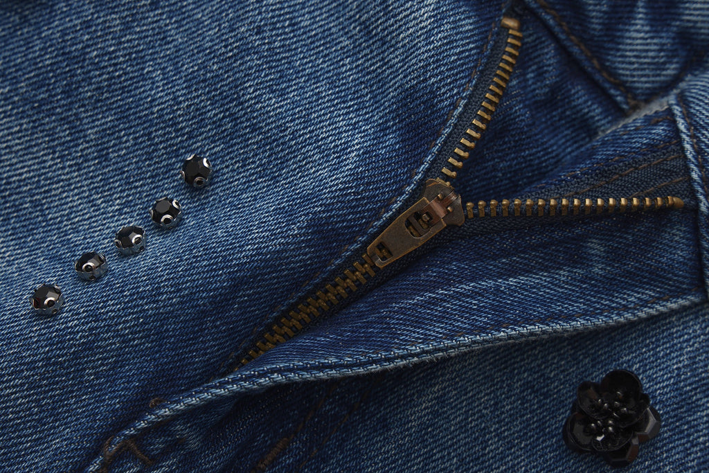 Straight-Leg Beaded Jeans