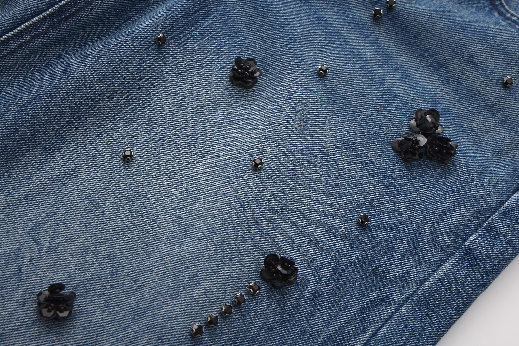 Straight-Leg Beaded Jeans