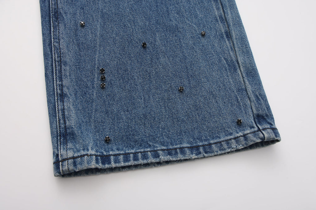Straight-Leg Beaded Jeans