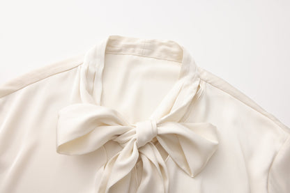 White Satin Ribbon Blouse