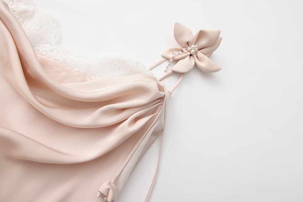 Pink Lace Panel Iris Tie Dress