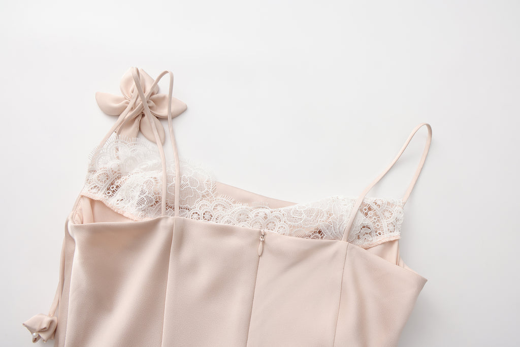 Pink Lace Panel Iris Tie Dress