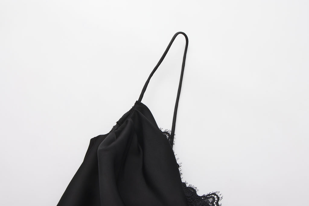 Black Lace Panel Iris Tie Dress