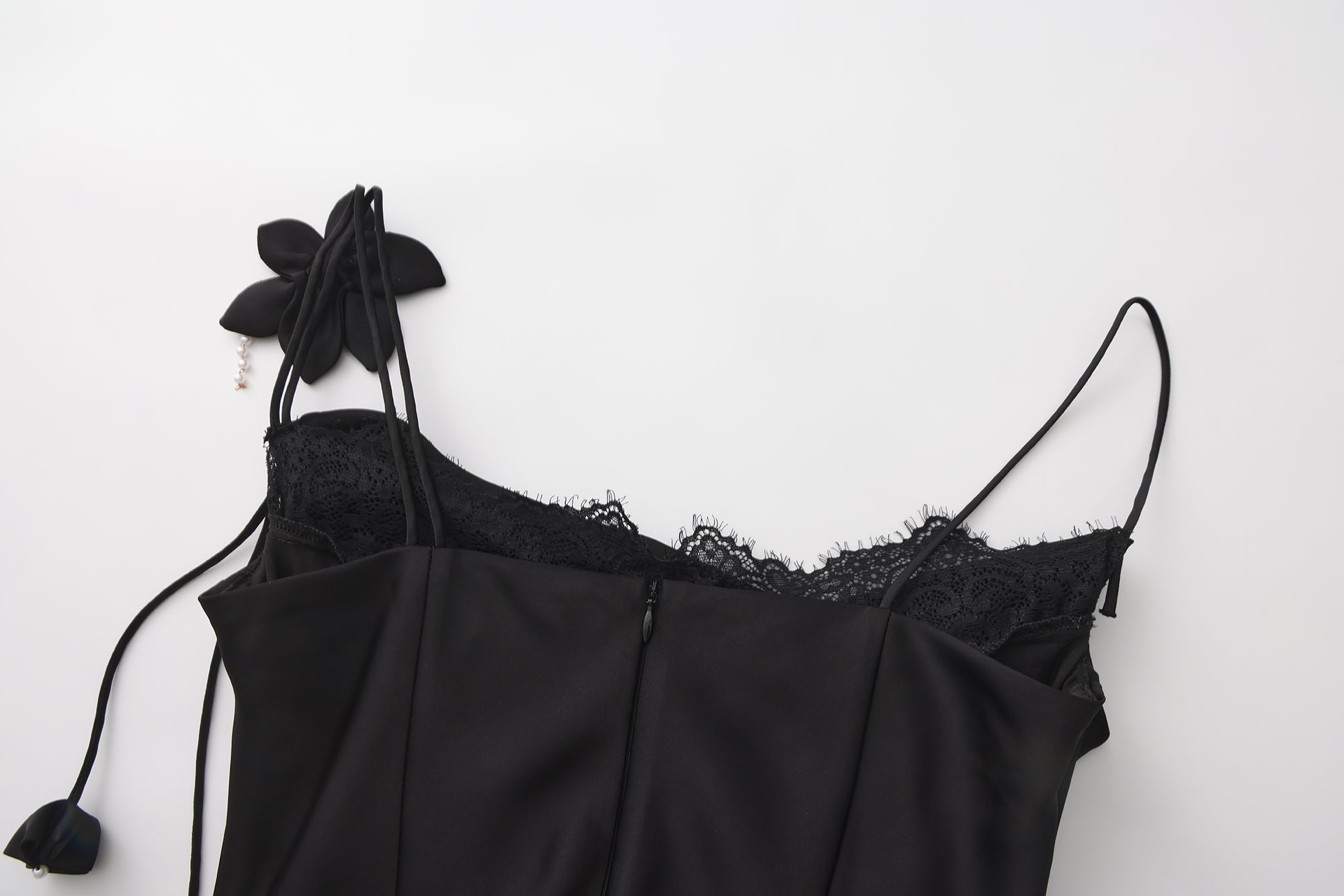 Black Lace Panel Iris Tie Dress