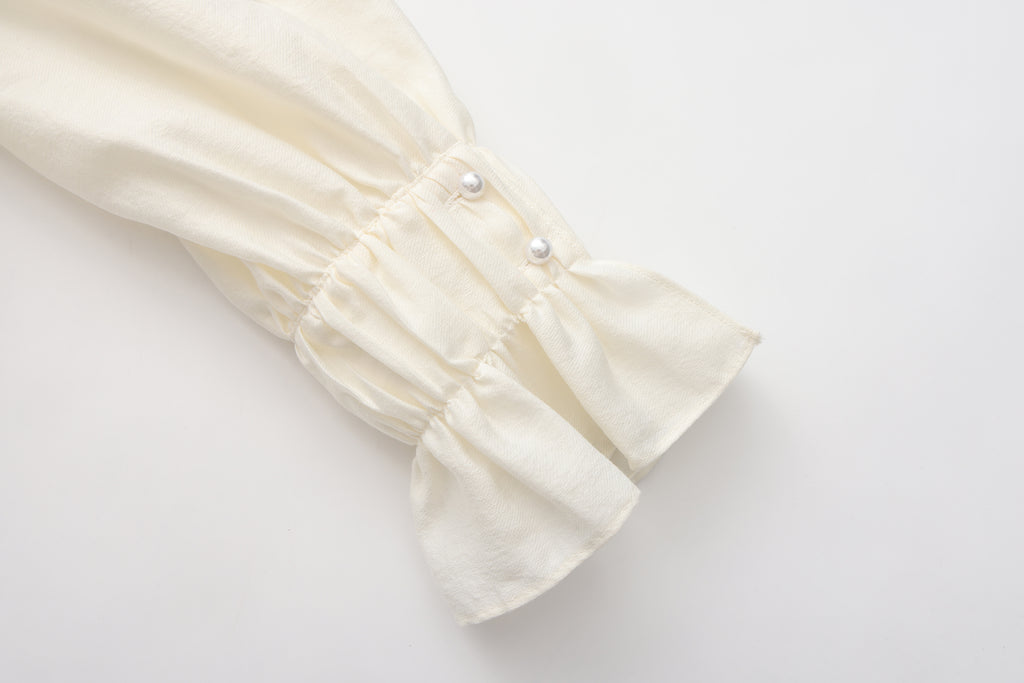 Oversized V-Neck Tie Top with Sequin Ruffle Trim