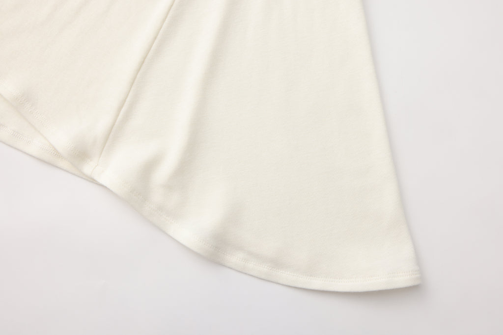 White Lace Panel Oversized Mock Two-Piece Base Top