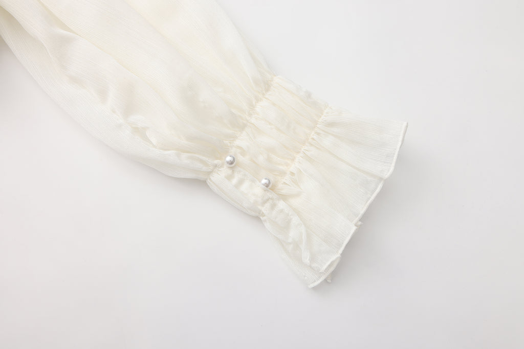 White Off-Shoulder Glitter Mesh Twin Set Top