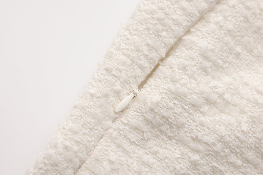 White Xiang-Style Collar-Patchwork Dress