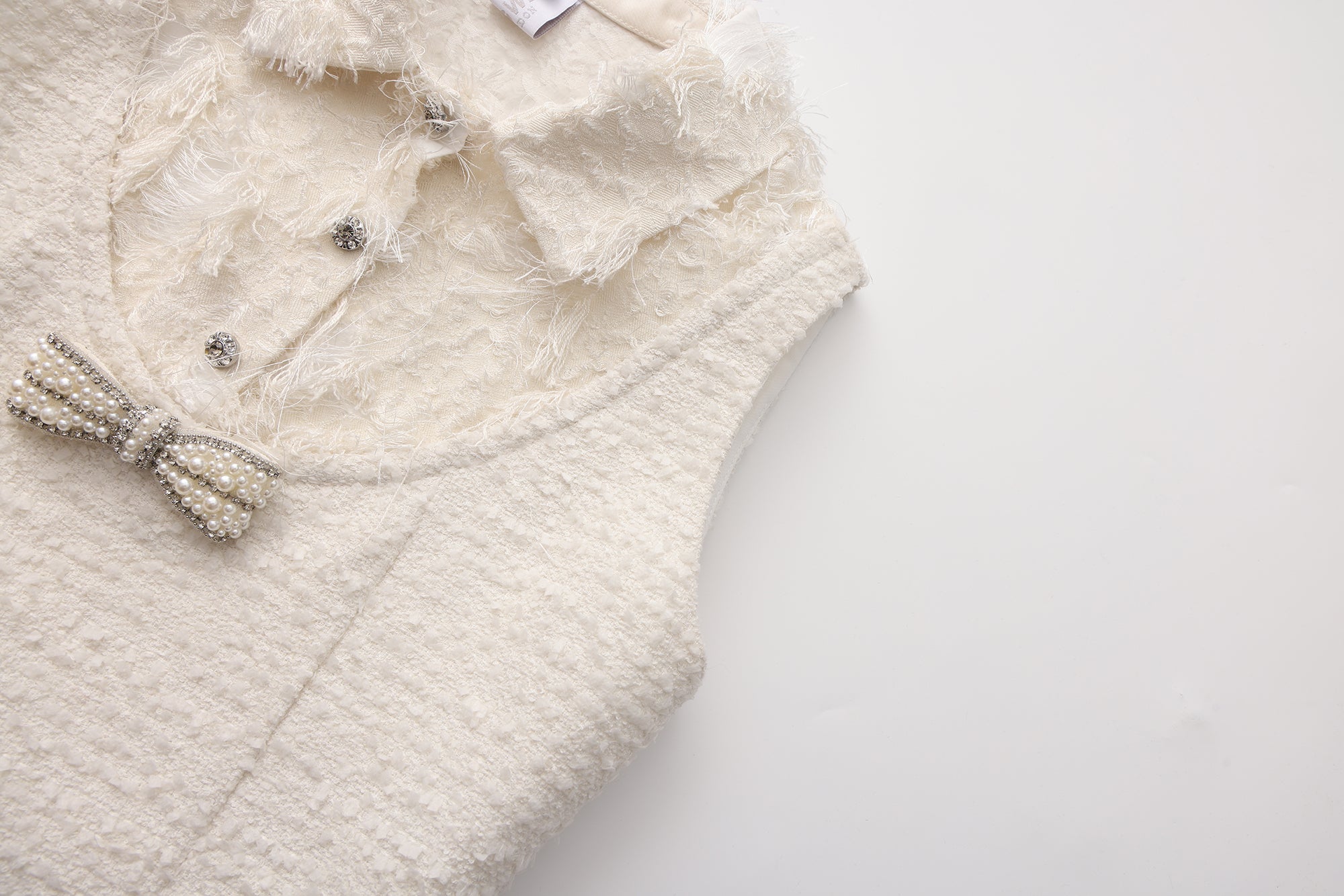 White Xiang-Style Collar-Patchwork Dress