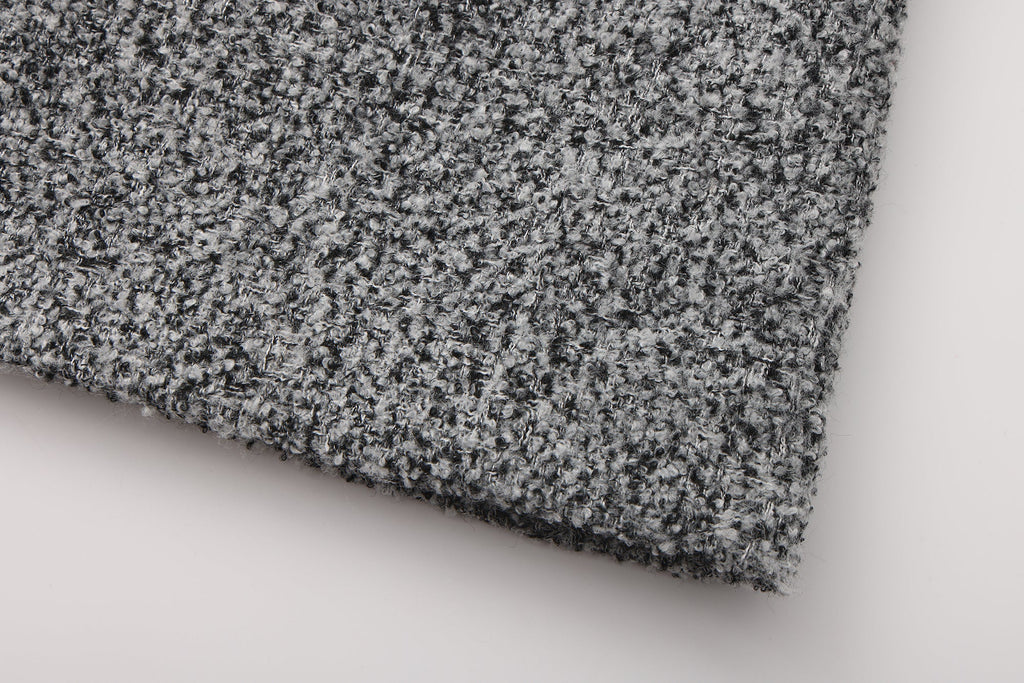 Gray Square-Necked Bow Woolen Dress