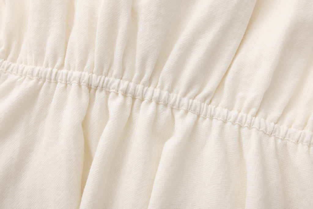 White V-Neck Lace Ruffle Panel Tie Dress