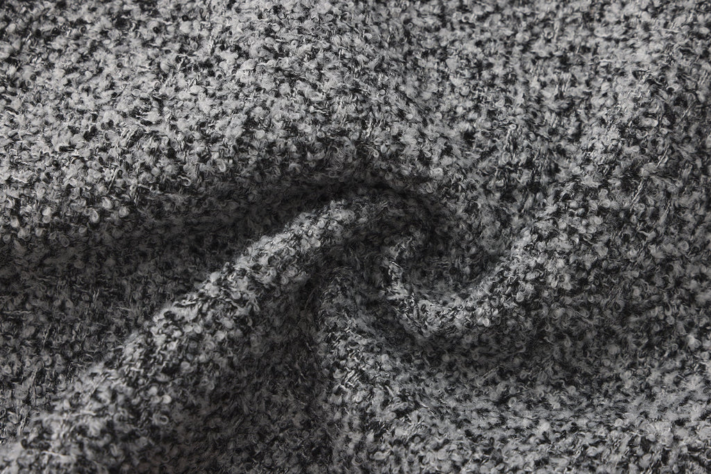 Gray Square-Necked Bow Woolen Dress