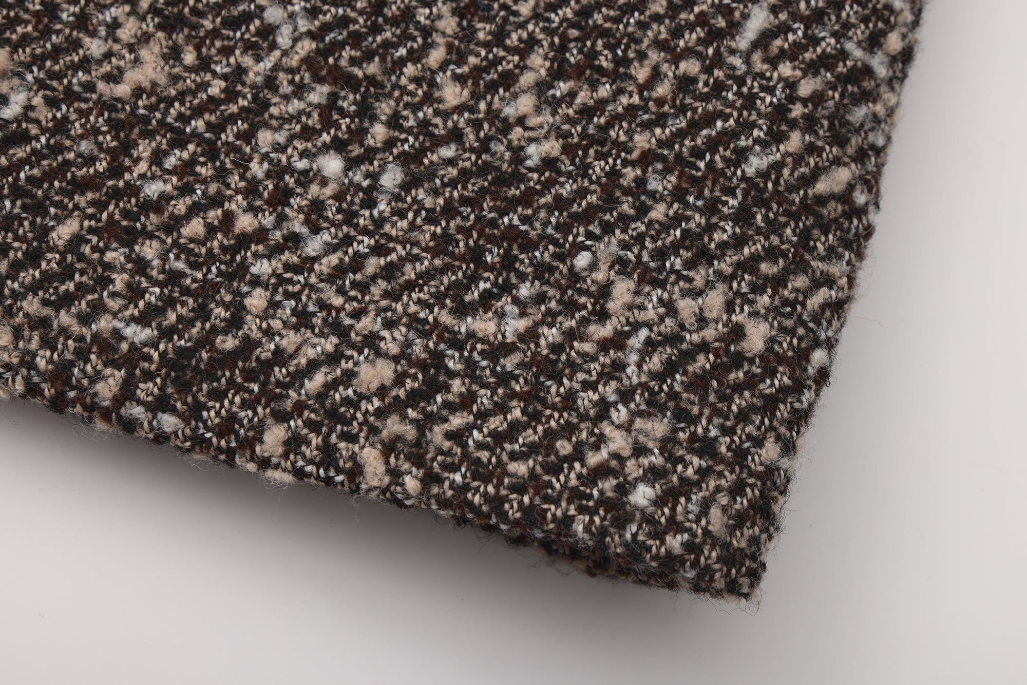 Brown Square-Necked Bow Tweed Dress