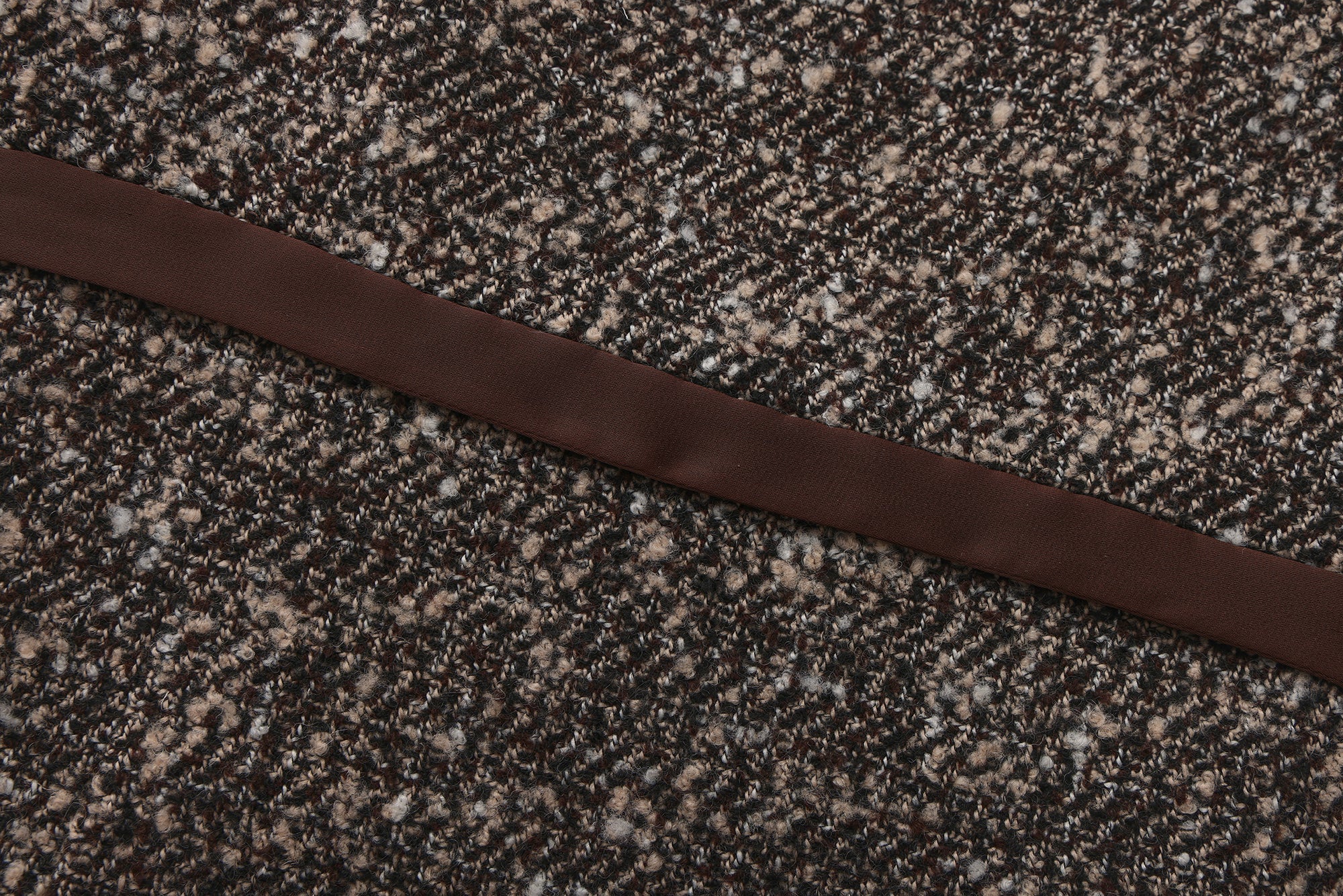 Brown Square-Necked Bow Tweed Dress