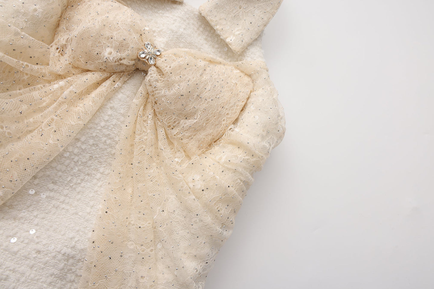 White Collar Halter Bow Lace Top