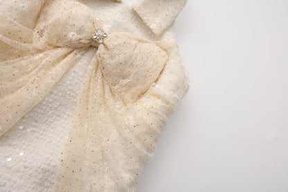 White Collar Halter Bow Lace Top