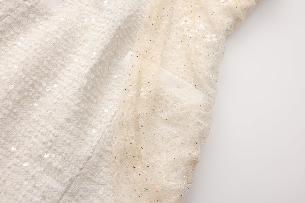 White Collar Halter Bow Lace Top