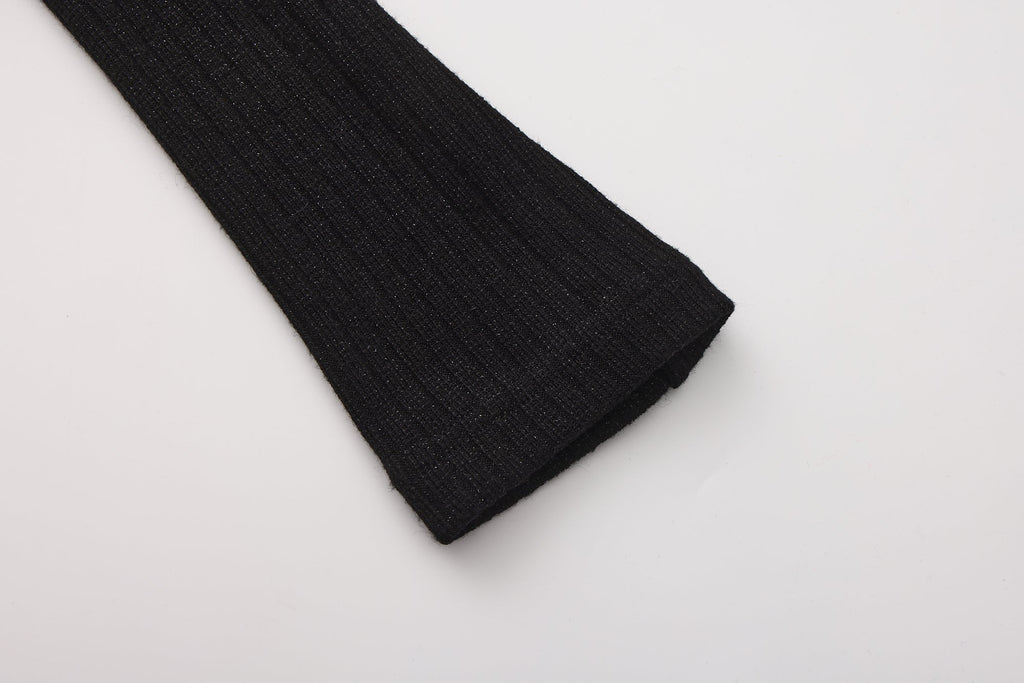 Black Knitted Lace Off-The-Shoulder Top