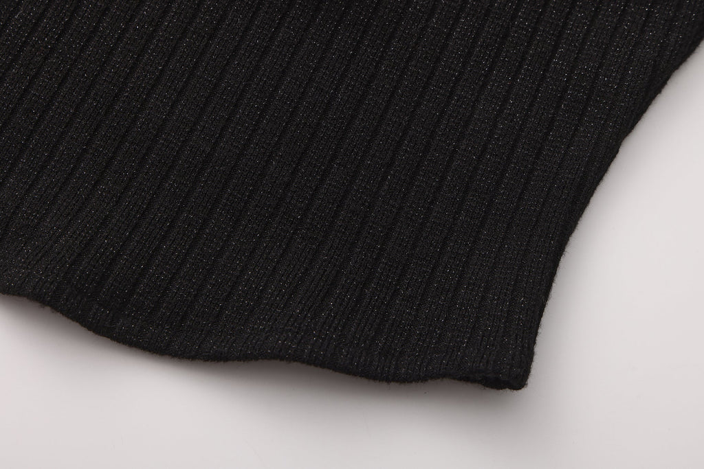 Black Knitted Lace Off-The-Shoulder Top