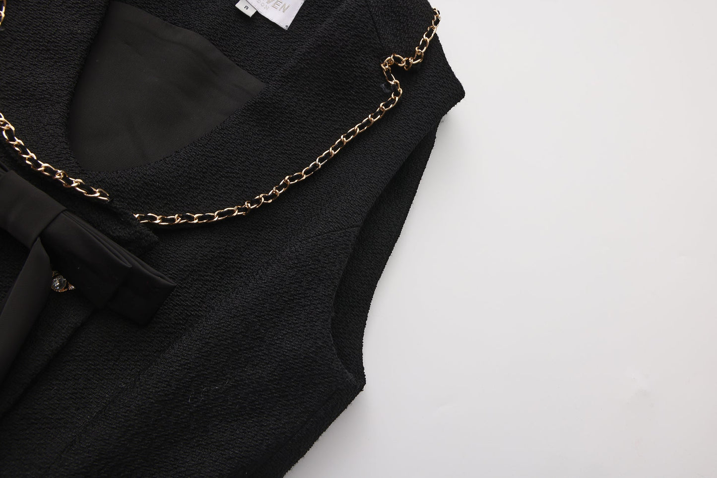 Black Tweed Pleated Dress