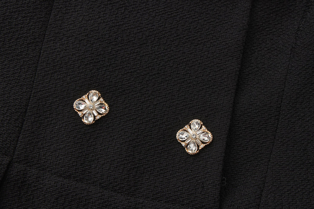 Black Tweed Pleated Dress