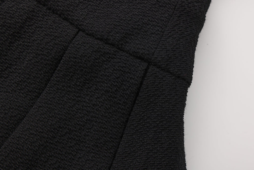 Black Tweed Pleated Dress