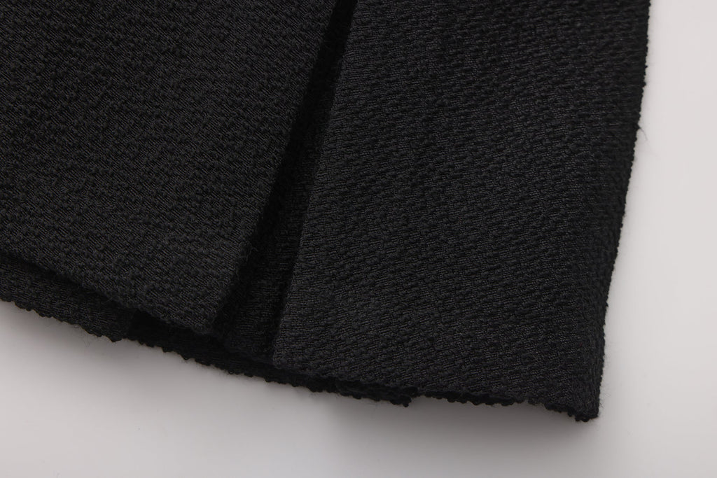 Black Tweed Pleated Dress