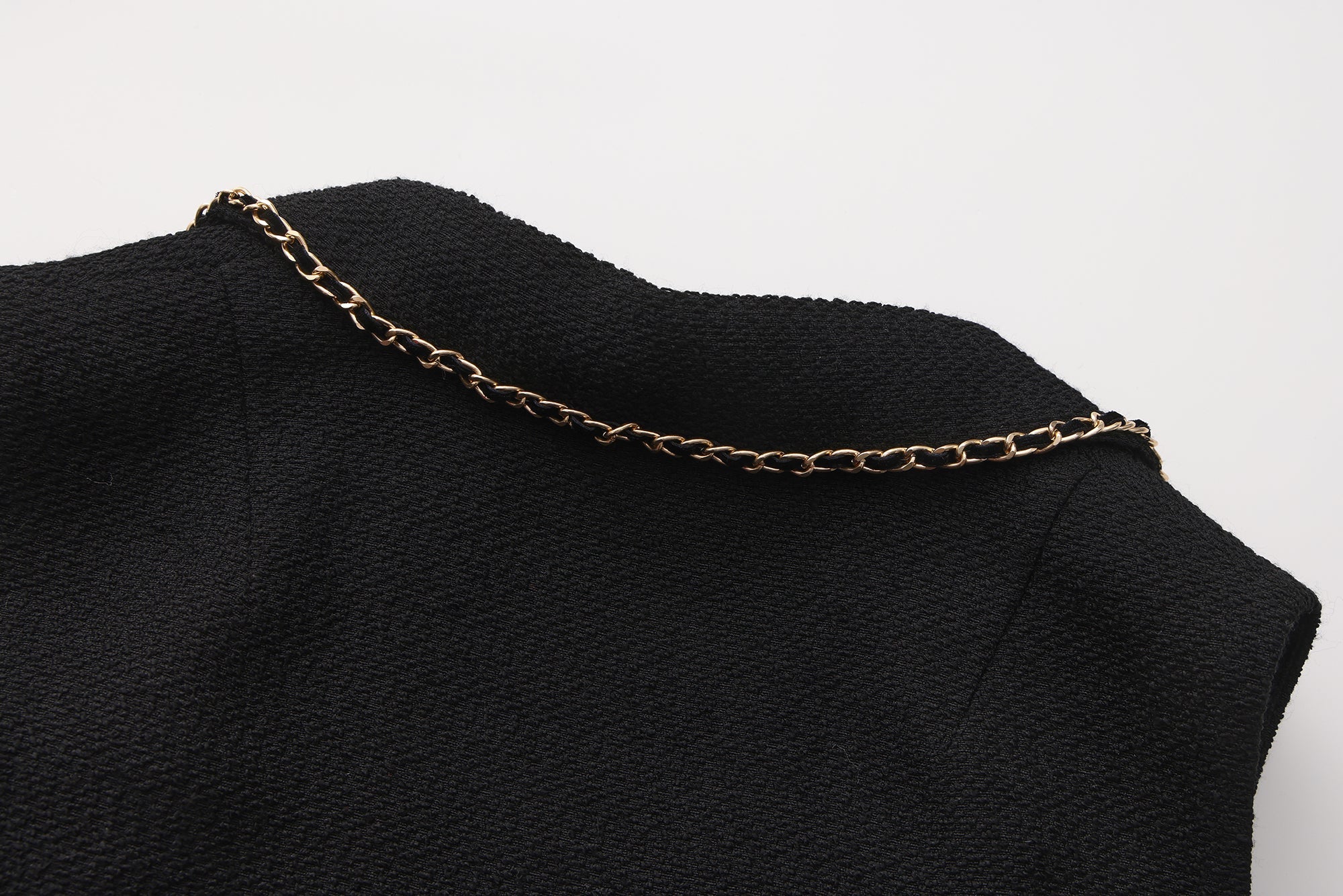 Black Tweed Pleated Dress