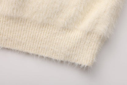 White Off-The-Shoulder Beaded Sweater