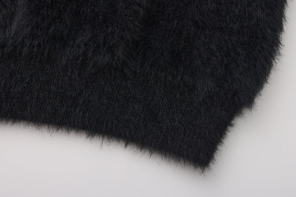 Black Bow Draped Chain Sweater