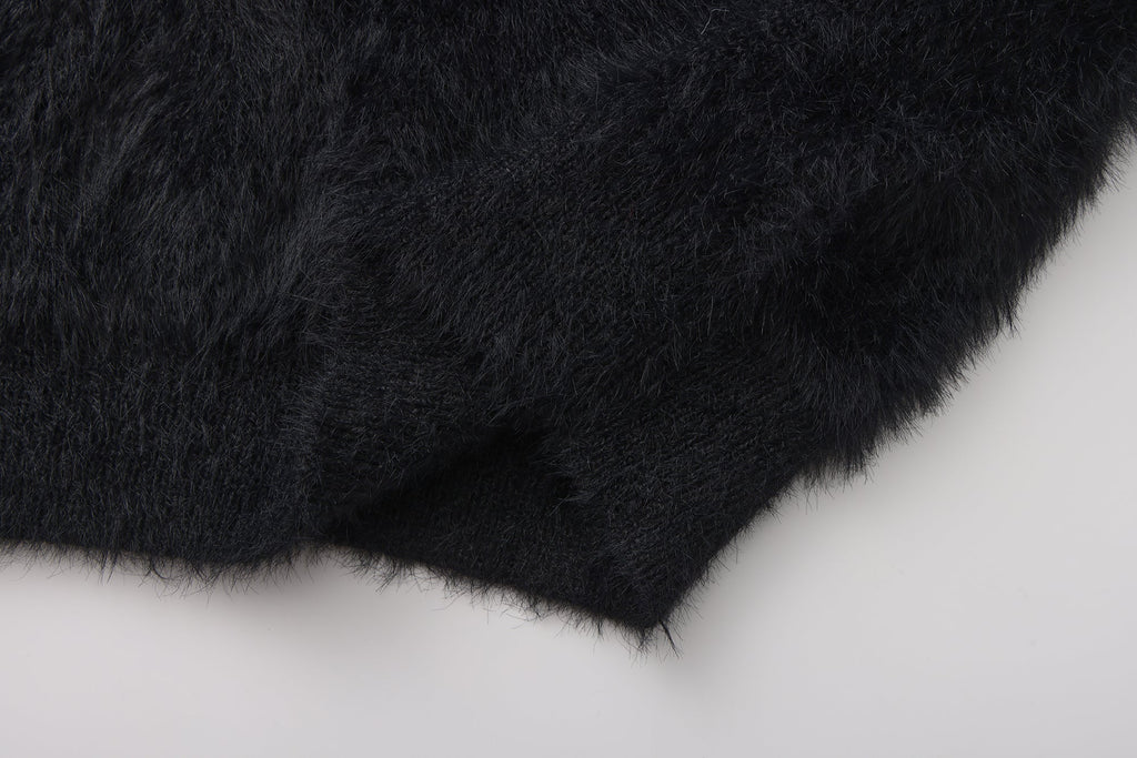 Black Bow Draped Chain Sweater