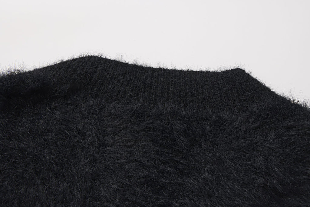 Black Bow Draped Chain Sweater