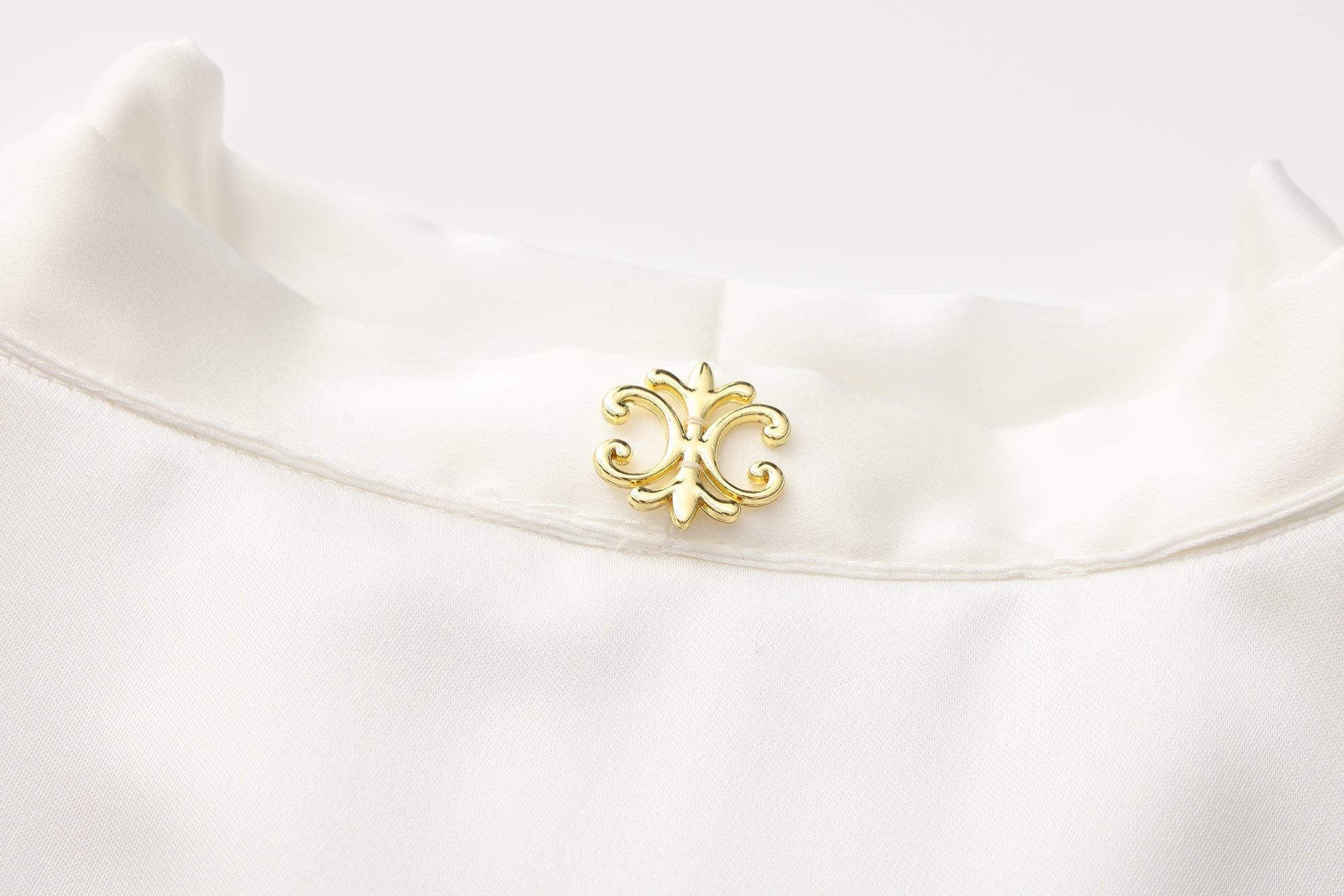 White Button-Row Blouse