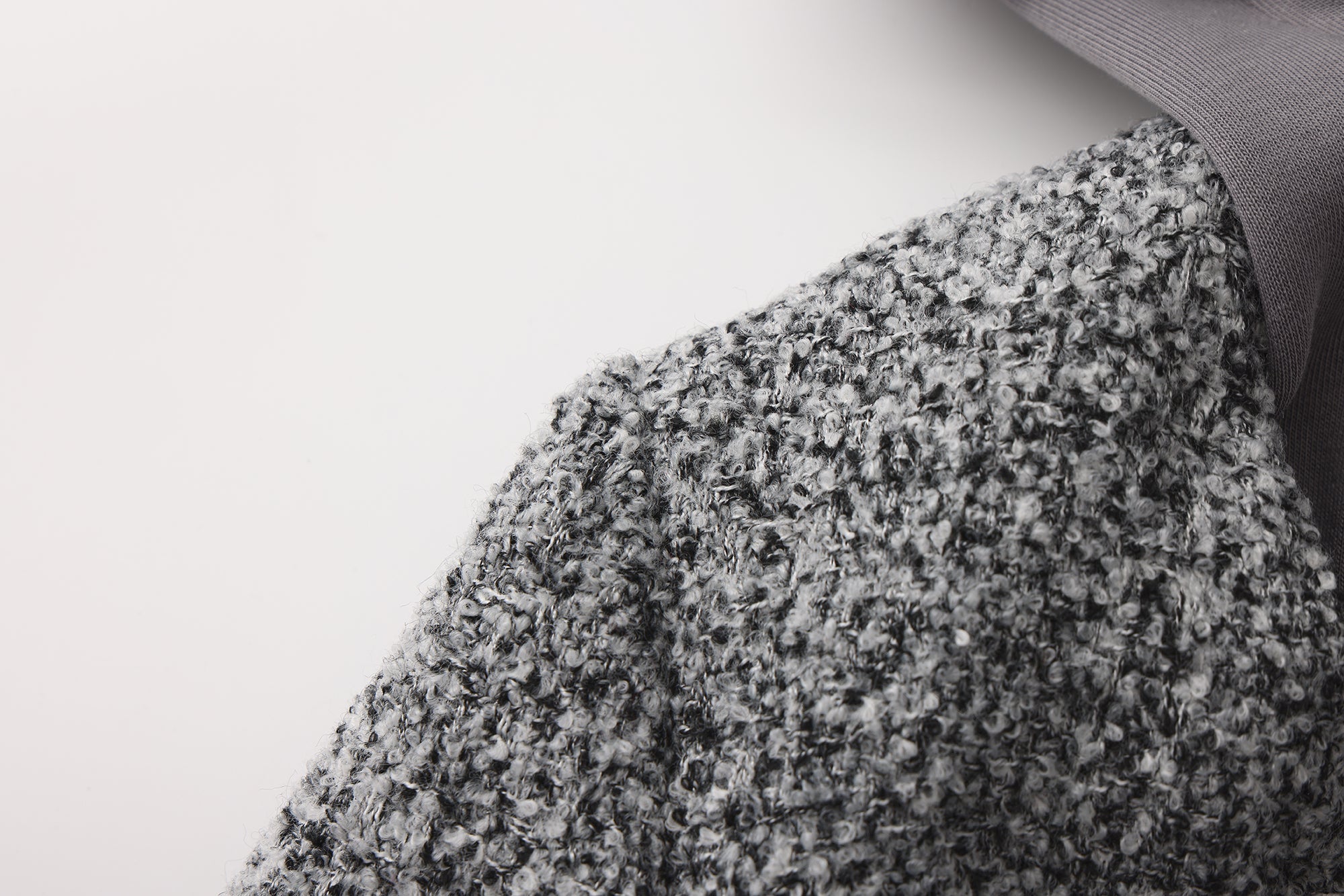 Gray Detachable Square-Necked Tweed Coat