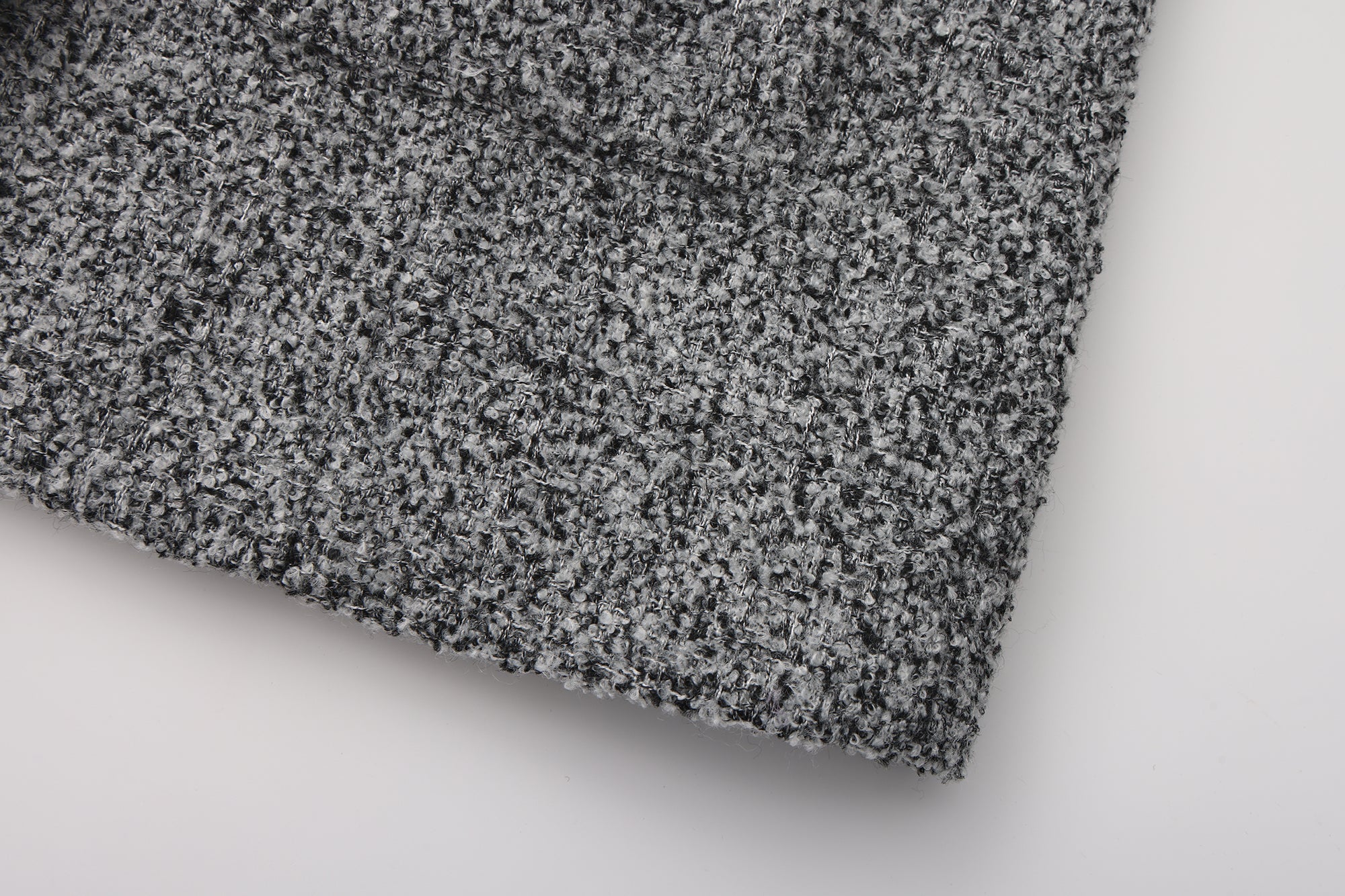 Gray Detachable Square-Necked Tweed Coat