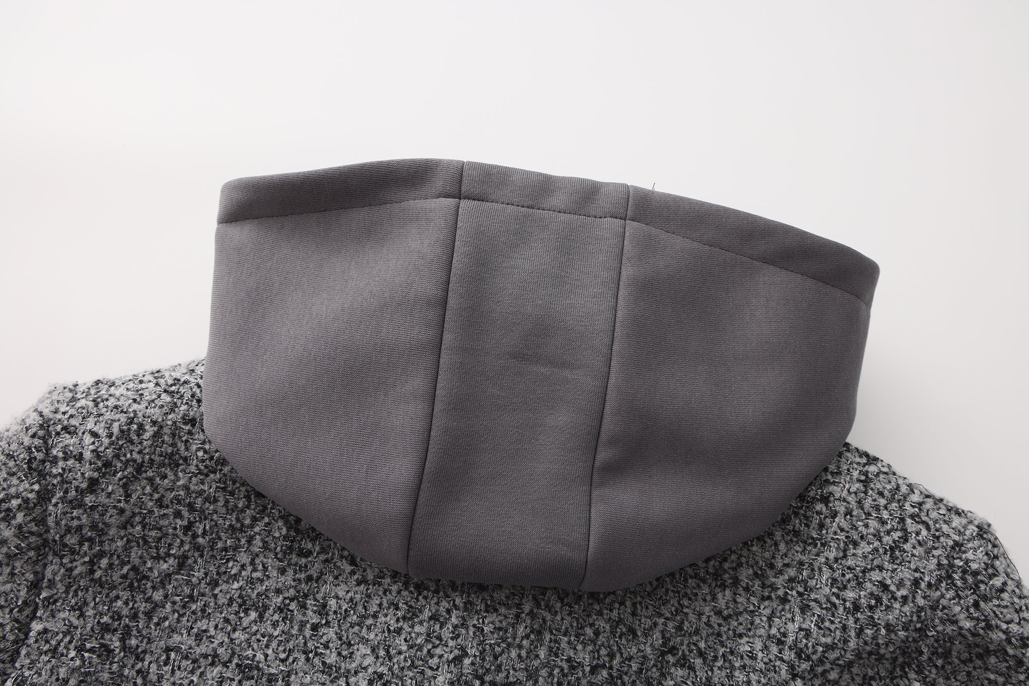 Gray Detachable Square-Necked Tweed Coat