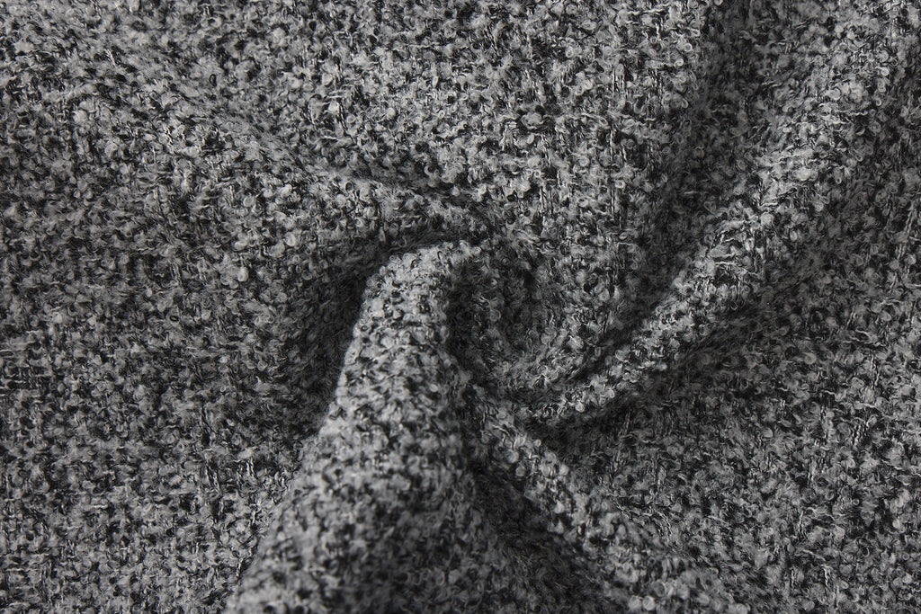 Gray Detachable Square-Necked Tweed Coat