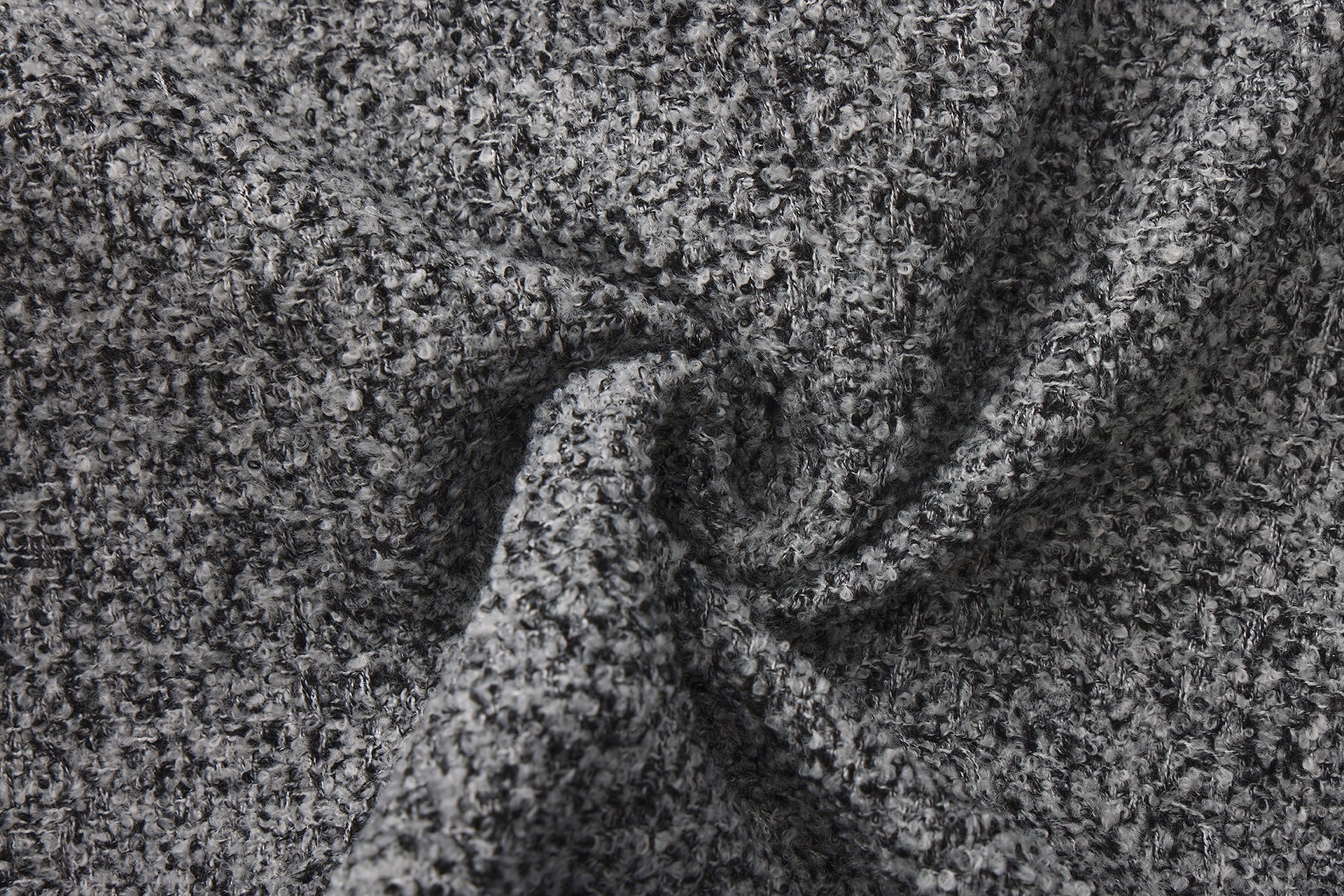 Gray Detachable Square-Necked Tweed Coat