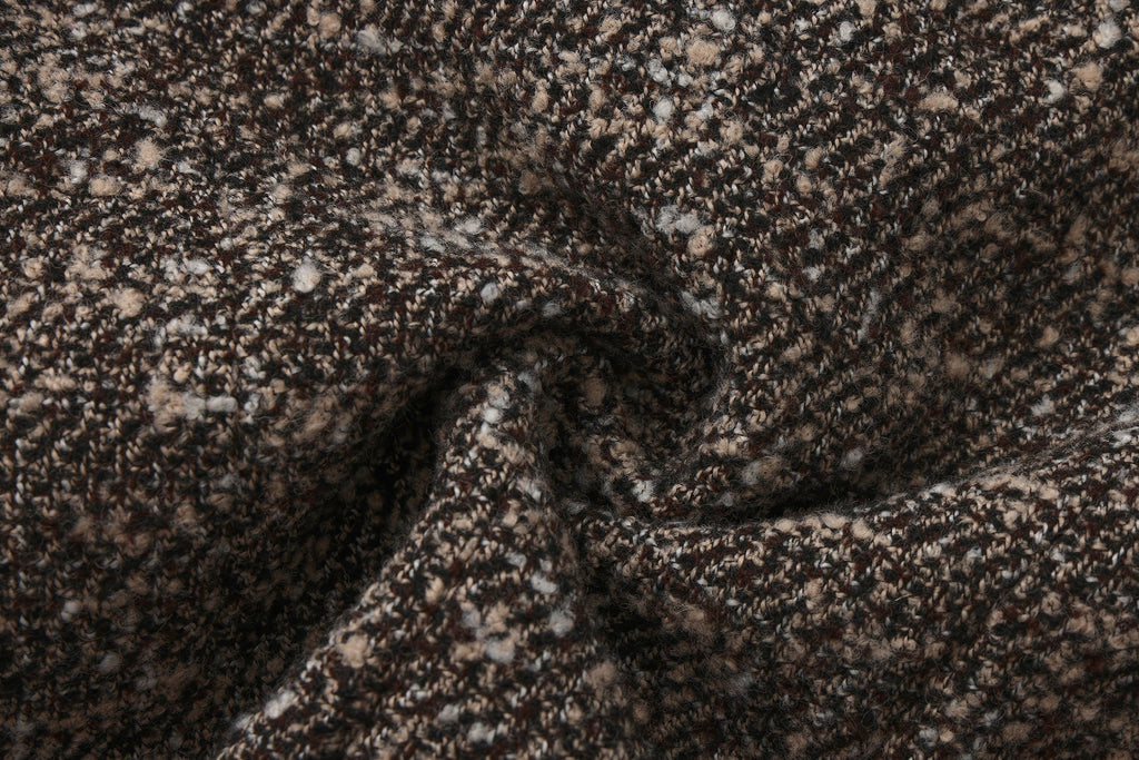 Brown Detachable Square-Necked Tweed Coat