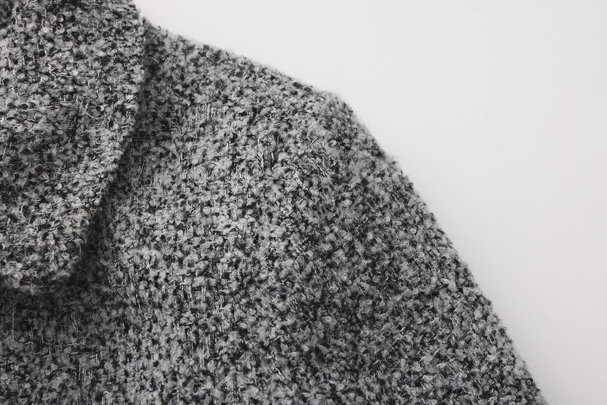 Gray Collar Looped Woolen Coat