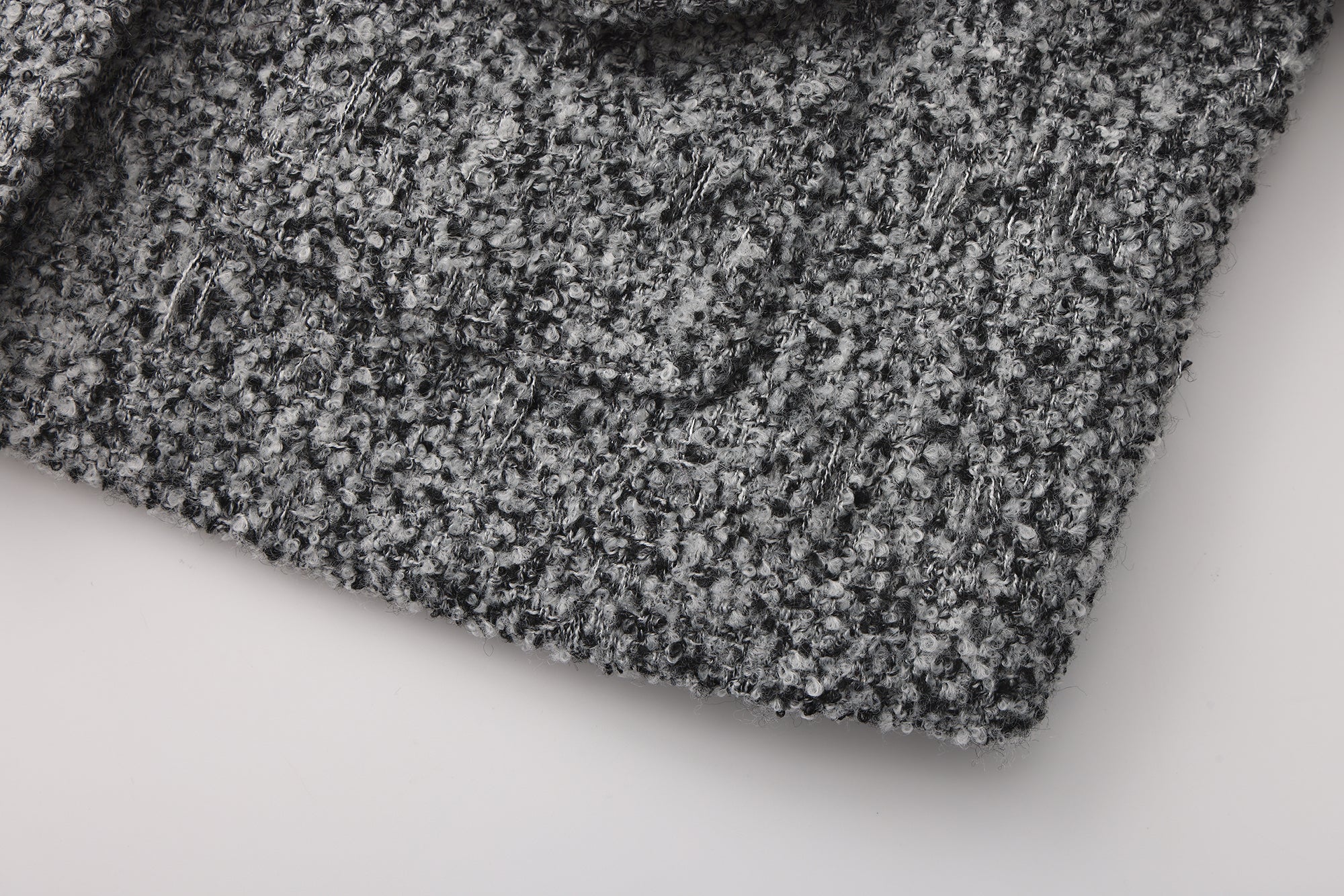 Gray Collar Looped Woolen Coat