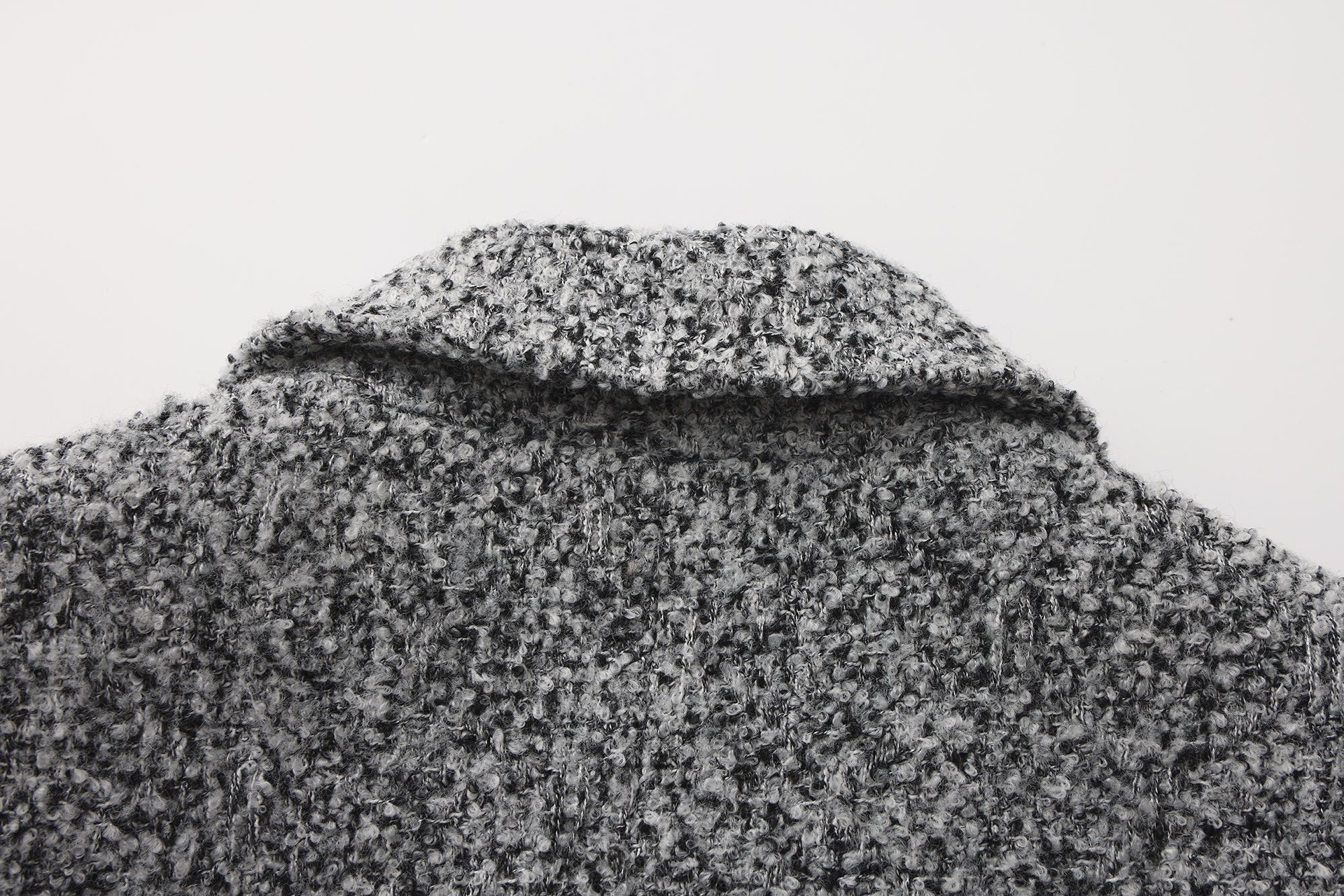 Gray Collar Looped Woolen Coat