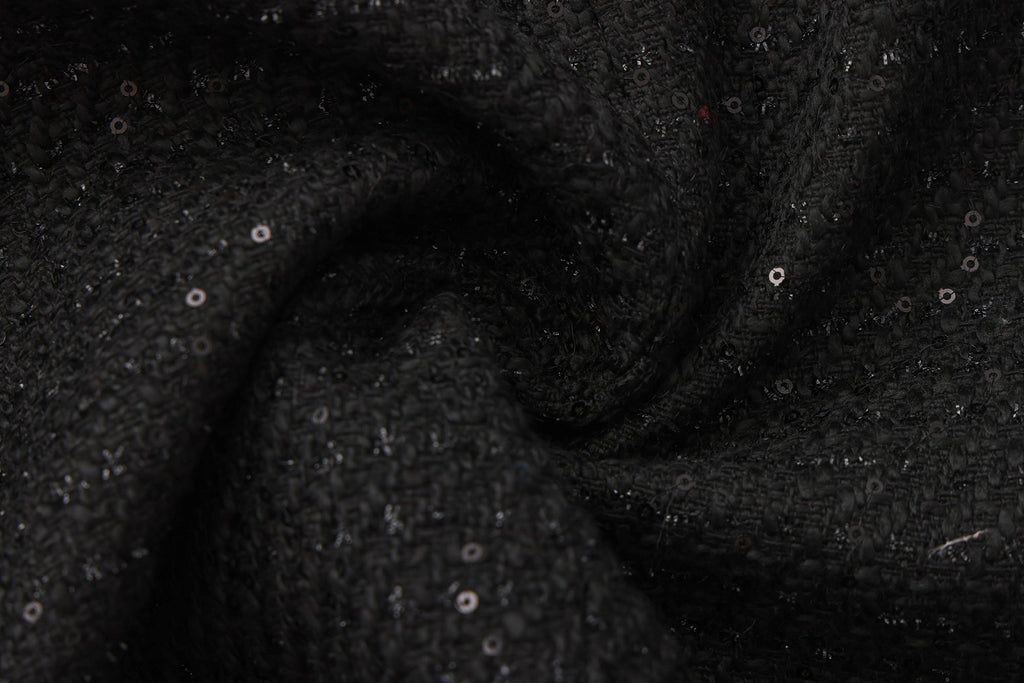 Black Round-Necked Small Fragrance Coat With Pockets