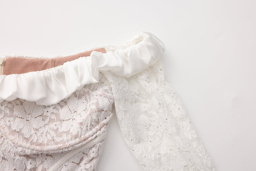 White Lace Off-The-Shoulder Dress