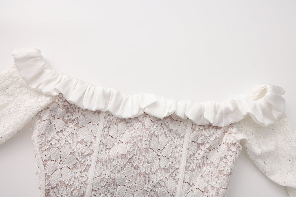 White Lace Off-The-Shoulder Dress