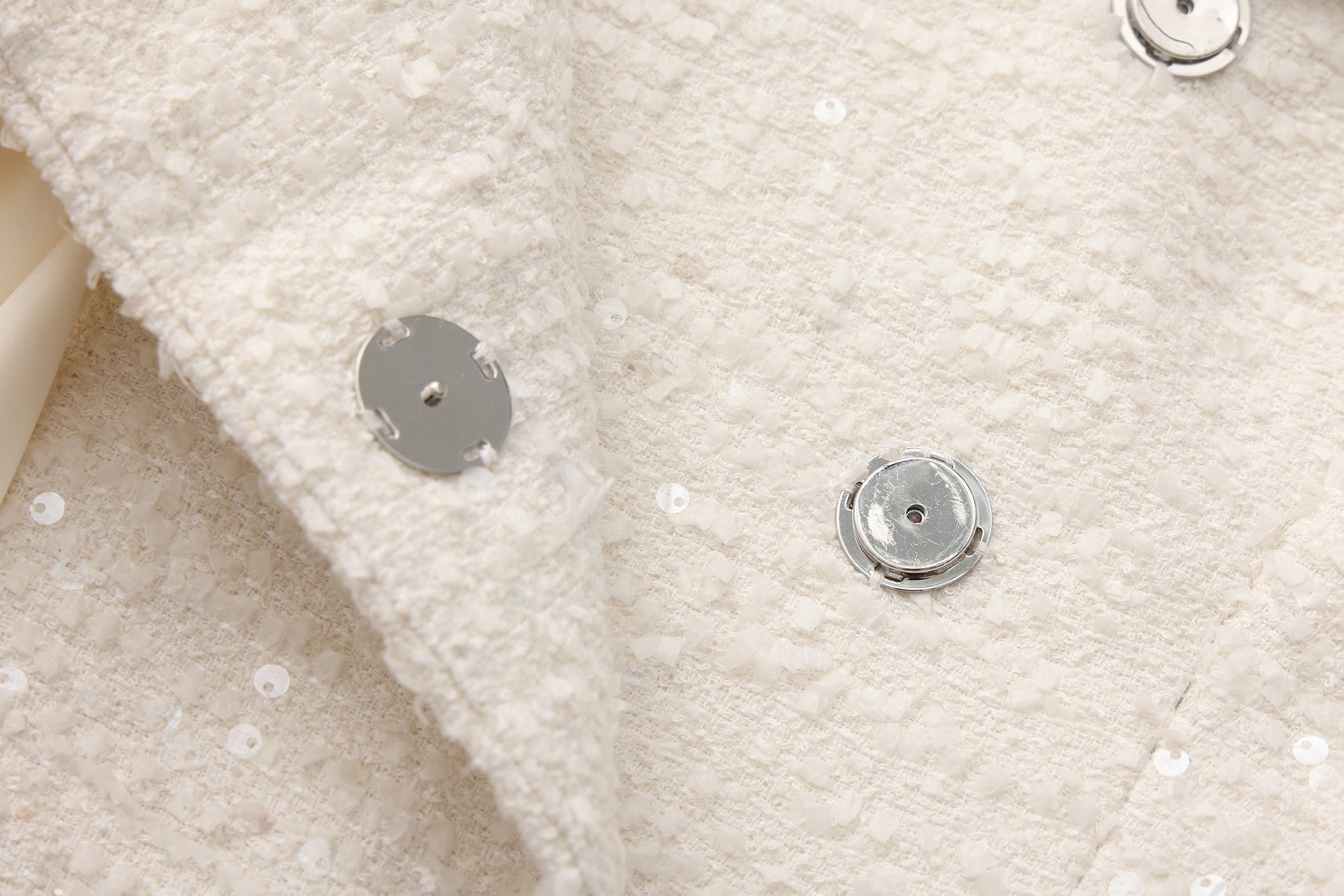 White Tweed Pleated Dress