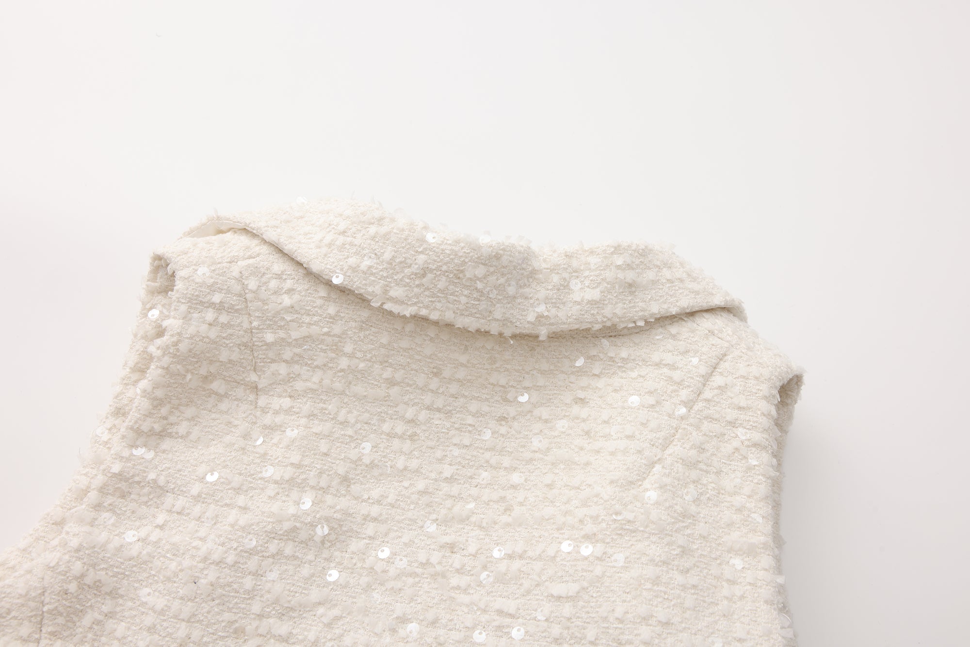 White Tweed Pleated Dress