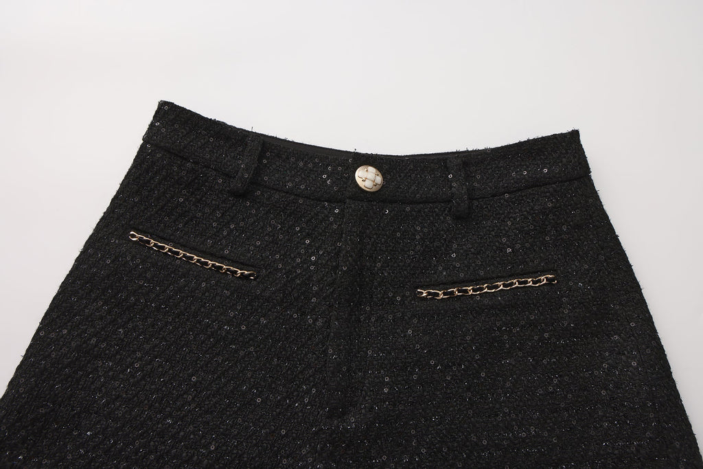 Black Tweed Shorts