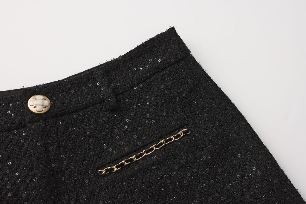 Black Tweed Shorts