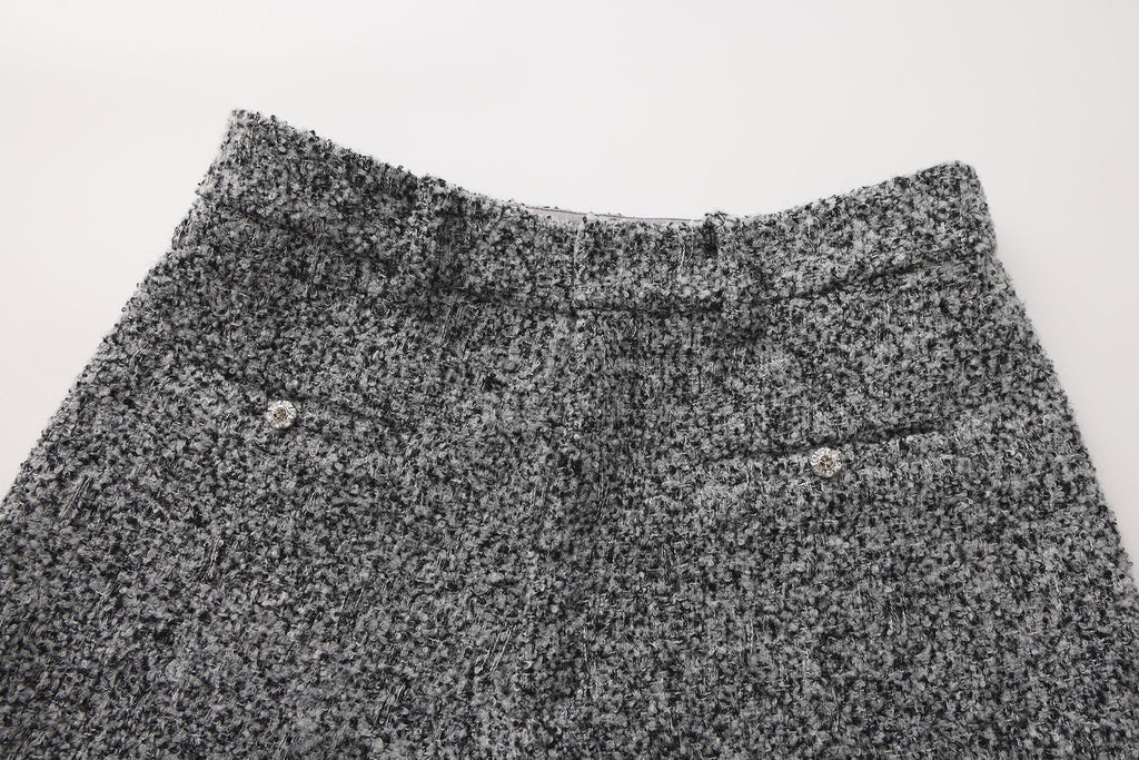 Gray Looped Woolen Shorts